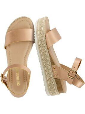 Comfortable Espadrille Platform Sandals for Women, Adjustable Ankle Strap